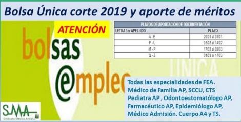 Bolsa Única SAS, corte 2019: Desde hoy día 17 de febrero hasta el 2 de marzo se abre el plazo de aportación de la documentación para los apellidos de la M a la P.