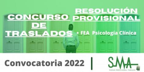Traslados 2022: Resolución provisional del concurso de traslado para la provisión de plazas básicas vacantes de FEA Psicología Clínica