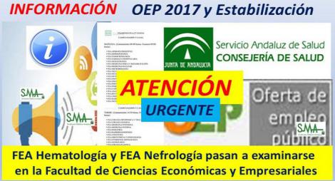 ATENCIÓN OEP 2017 y ESTABILIZACIÓN!! Cambio de Facultad para los exámenes del sábado 27 de octubre para las especialidades de FEA Hematología y Nefrología.