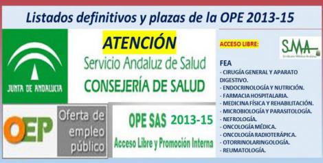Publicadas las listas definitivas y plazas fijas de la OPE 2013-15 de otras 10 especialidades de FEA, acceso libre.