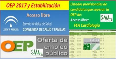 OEP 2017-Estabilización. Listado provisional de personas que superan el concurso-oposición de FEA de Cardiología, acceso libre.