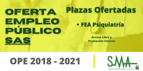 OPE 2018-2021: Relación de plazas que se ofertan en el concurso-oposición conforme a la distribución por centros de destino de FEA de Psiquiatría