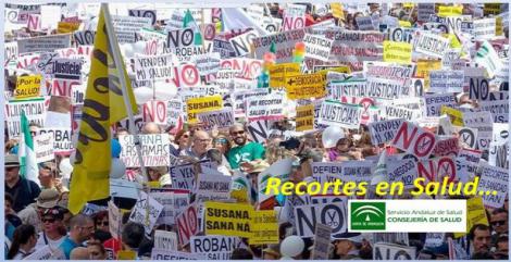 Miles de personas protestan por las calles de Sevilla por los «recortes» en Salud.