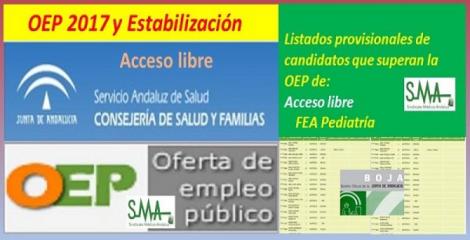 OEP 2017-Estabilización. Listado provisional de personas que superan el concurso-oposición de FEA Pediatría, acceso libre.