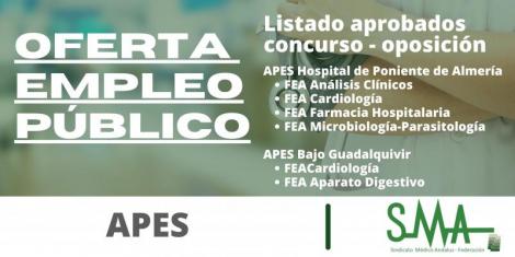 Listado de aspirantes que superan la fase de concurso-oposición de varias categorías de las APES