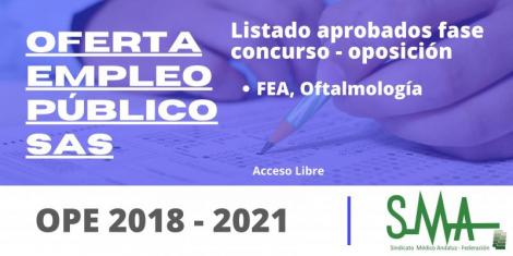 Aprobadas listas provisionales de  aspirantes q superan el concurso-oposición de FEA, especialidad Oftalmología