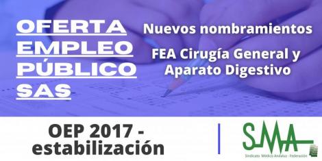 OEP 2017 y Estabilización: Publicada en BOJA, la relación complementaria de nuevos nombramientos de FEA Cirugía General y  Aparato Digestivo