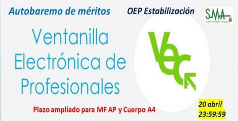OEP Estabilización: Ampliación del plazo de presentación del Autobaremo de méritos (MF AP, Cuerpo A4 Farmacia y Veterinaria) a quien ha decidido presentarlo ahora.