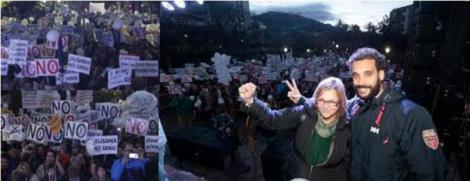 Manifestantes de Granada, Huelva y Jaén protestan junto a Spiriman por los recortes de Díaz en sanidad.