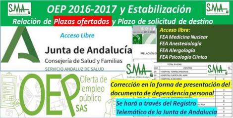 Publicadas en el BOJA correcciones de errores sobre la presentación electrónica de la documentación acreditativa de la dependencia personal de diferentes especialidades de FEA de la OEP 2017-Estabilización.