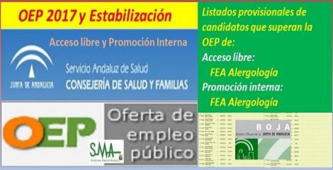 OEP 2017-Estabilización. Listado provisional de personas que superan el concurso-oposición de FEA Alergología (acceso libre y promoción interna).