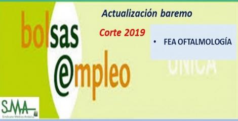 Bolsa. Publicación de lista de aspirantes con actualización del baremo de méritos (corte 2019) de FEA de Oftalmología.