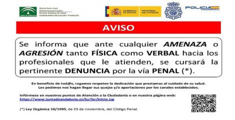 El SAS lanza una campaña para recordar a los usuarios que denunciará por la vía penal cualquier agresión a trabajadores.