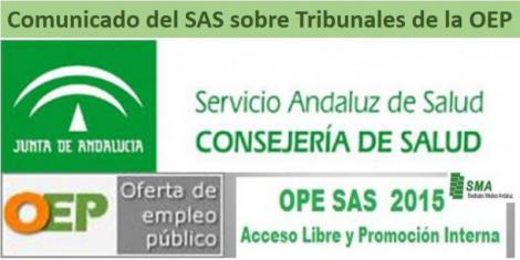 Comunicado del SAS sobre los Tribunales del Concurso Oposición 2015.