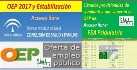 OEP 2017-Estabilización. Listado provisional de personas que superan el concurso-oposición de FEA Psiquiatría, acceso libre.