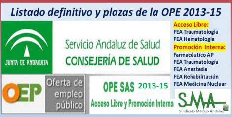 Publicadas las listas definitivas y plazas fijas de la OPE 2013-15 (acceso libre) de FEA de Traumatología y Hematología y (promoción interna) de 4 especialidades FEA y de Farmacéutico AP.