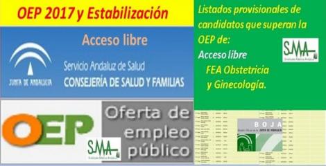 OEP 2017-Estabilización. Listado provisional de personas que superan el concurso-oposición de FEA Obstetricia y Ginecología, acceso libre.