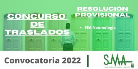 Traslados 2022: Resolución provisional para la provisión de plazas básicas vacantes de FEA Neumología