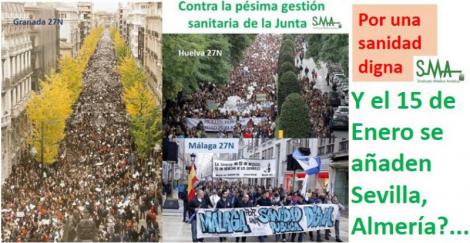 Sevilla se une a la marea blanca contra los recortes sanitarios de la Junta del próximo 15 de enero.
