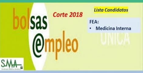 Bolsa. Publicación del listado definitivo de candidatos (corte 2018) de FEA de Medicina Interna.