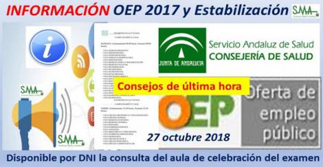 Algunos consejos para la OPE. Disponible la consulta del aula de celebración del examen en la web del SAS  solo por DNI.