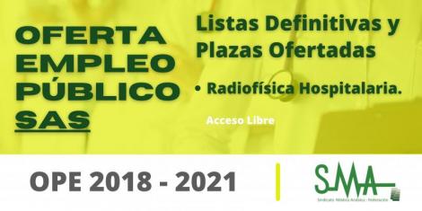 OPE 2018 - 2021: Listas definitivas de personas aspirantes que han superado el concurso-oposición y la relación de plazas que se ofertan de FEA Radiofísica Hospitalaria