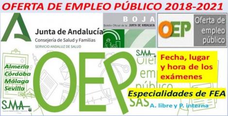 Publicado el lugar, fecha y hora de los exámenes de la OEP SAS 2018-2021 para distintas especialidades de FEA, acceso libre y promoción interna.