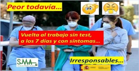  Sanidad obligará a los sanitarios sin diagnosticar y con síntomas leves que vuelvan a trabajar con mascarilla.