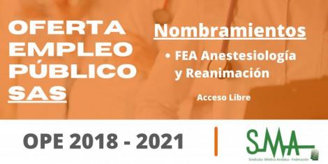 OPE 2018 - 2021: Nombramientos como personal estatutario fijo de FEA Anestesiología y Reanimación