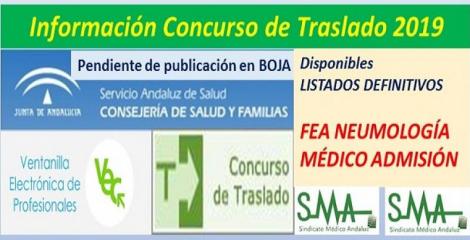 Publicadas en la web del SAS, propuestas de listados definitivos de los Concursos de Traslados de FEA Neumología y Médico de Admisión.