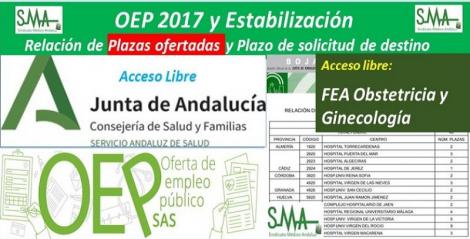 Publicada en el BOJA la relación de las plazas ofertadas y el plazo para solicitar destino de la OEP 2017-Estabilización de FEA Obstetricia y Ginecología, acceso libre.