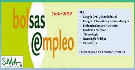 Bolsa. Publicación de listas de aspirantes con actualización del baremo de méritos (corte 2017) de diferentes especialidades de FEA y Farmacéutico de AP.