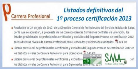 Publicado en el Boja la Resolución aprobando los listados definitivos de Carrera Profesional en el SAS, 1º proceso certificación 2013.