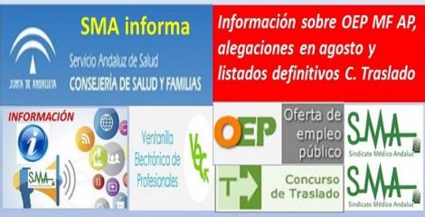Información sobre la OEP de Estabilización de Médico Familia de AP y alegaciones durante el mes de agosto.
